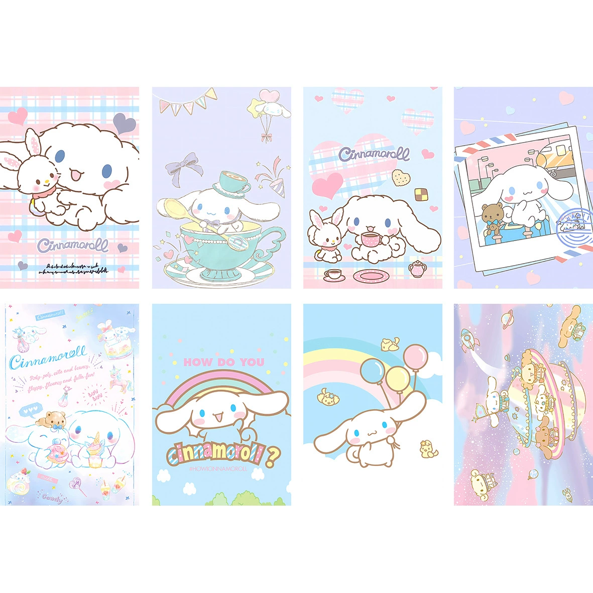 Самоклеящиеся наклейки на плакаты (Sanrio) 42×28.5 см, набор из 8 милых дизайнов персонажей