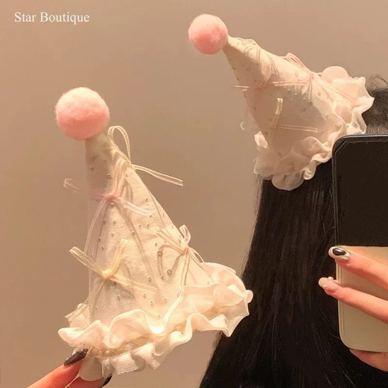 Милая шляпа на день рождения с бантом, заколка для волос, женская праздничная атмосфера, реквизит для фотосессии, заколка для волос, головной убор