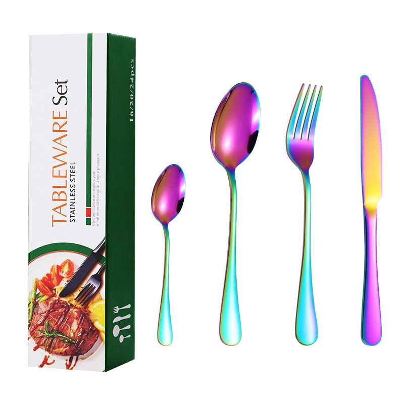 Amazon vajilla transfronteriza 1010 traje de acero inoxidable juego de 16 piezas Conjunto de 4 piezas creativo cuchillo de carne occidental tenedor cuchara