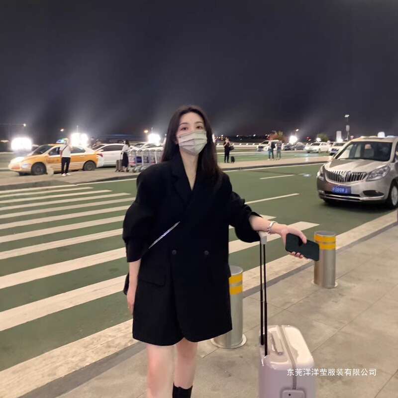 Oversize Black Blazer for Women, High-End Style, 2026 Spring and Autumn New Style, Loose Casual Silhouette, Plus-Size Suit