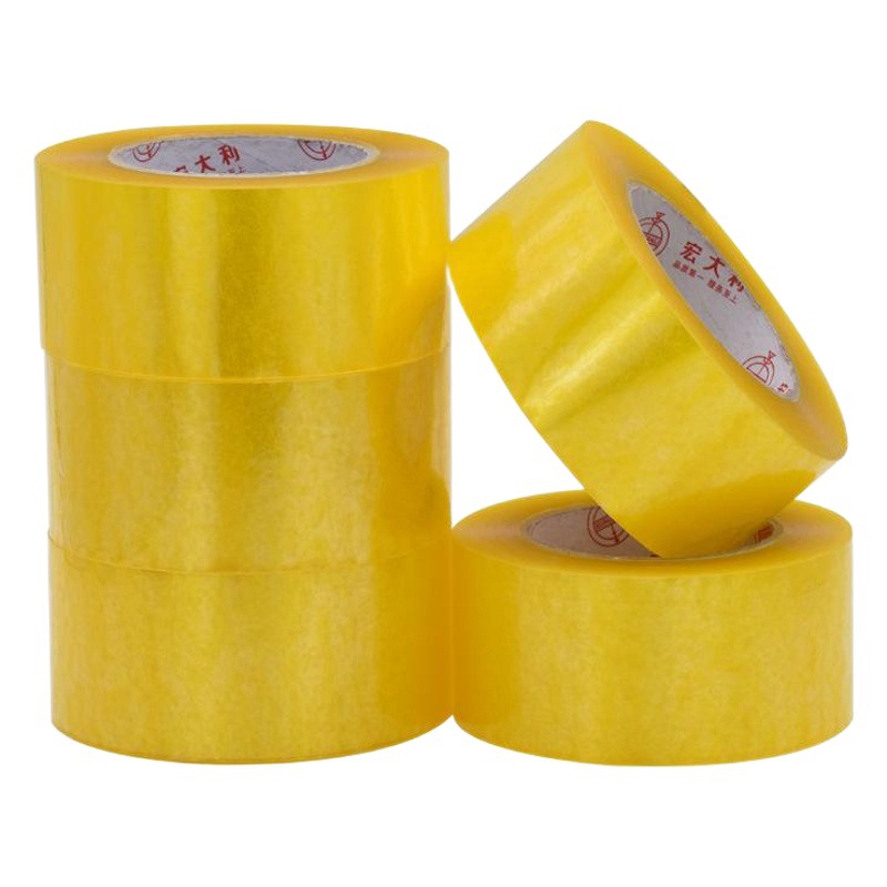 Cinta transparente al por mayor FCL papel adhesivo de embalaje expreso adhesivo fuerte cinta de sellado amarillo rollo ancho personalizado cinta adhesiva de sellado