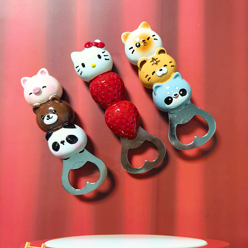 网红开瓶器冰箱贴可爱猫咪糖葫芦开瓶器装饰道具家用餐桌啤酒起子