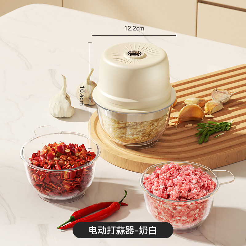 Trituradora de ajo eléctrica, trituradora de ajo, artefacto de trituración de ajo doméstico, trituradora de ajo picado a presión pequeña, mini