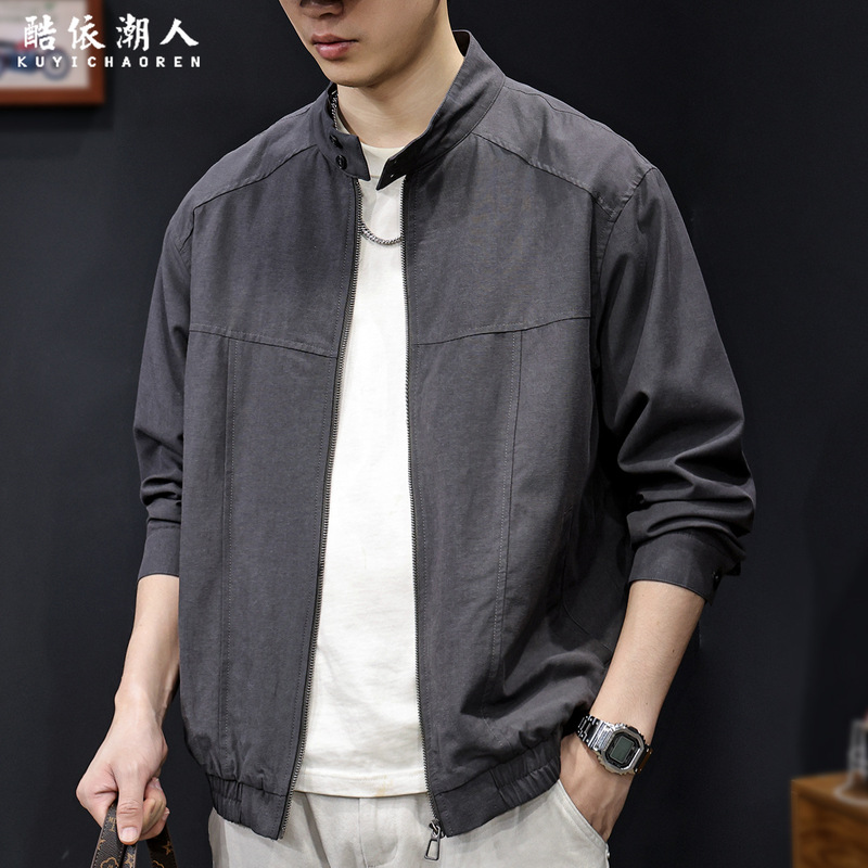Lyocell Lightweight Smooth Stand-Collar Casual Jacket for Men 2026 Spring Coat Trendy Brand Plus Size Simple Fashion Light Luxury Lyocell Lightweight Smooth Stand-Collar Casual Jacket for Men 2026 Spring Coat Trendy Brand Plus Size Simple Fashion Light Luxury