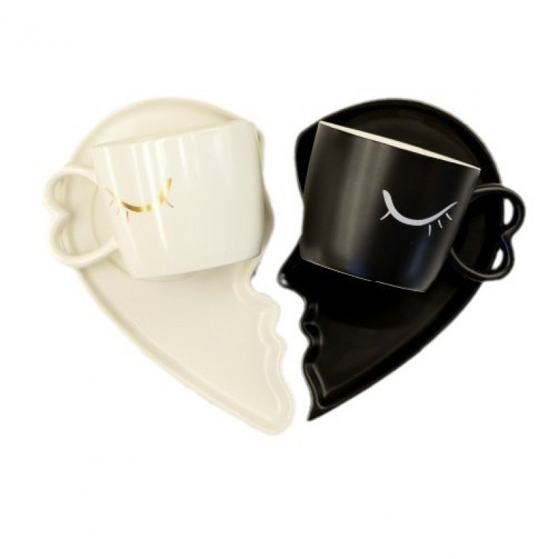 Taza de café de pareja nórdica rusa regalo de restaurante casero con cucharas de tazas de cerámica y platos de caja de regalo