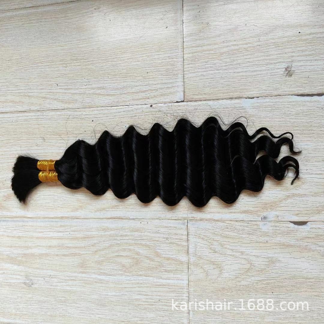 Mango de pelo recto de fibra de vidrio pelo rizado profundo pelo a granel peluca de cabello humano real mango de pelo onda profunda