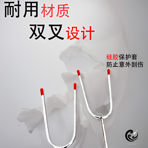 Factory stainless steel PVC handle U-shaped telescopic barbecue fork hot dog sausage chicken wings U-shaped outdoor barbecue fork