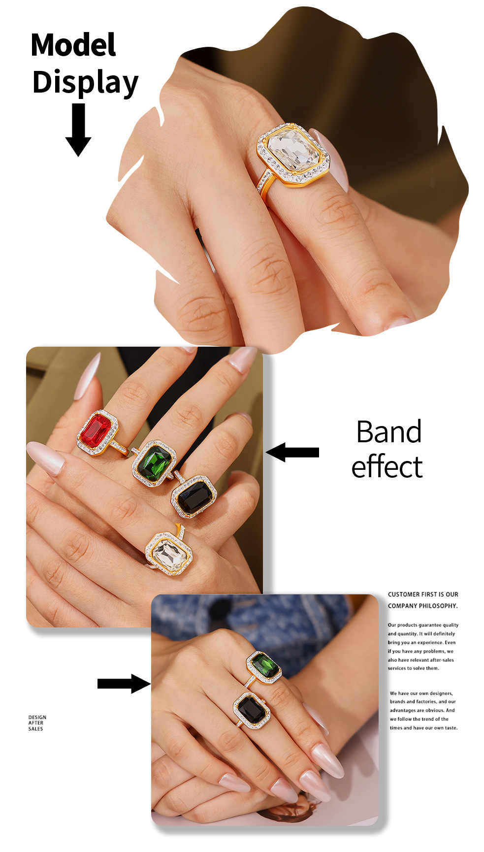 Neuer, leichter Luxus-Ring im Court-Stil mit rechteckigem, eingelegtem großen Diamanten_voghion.com