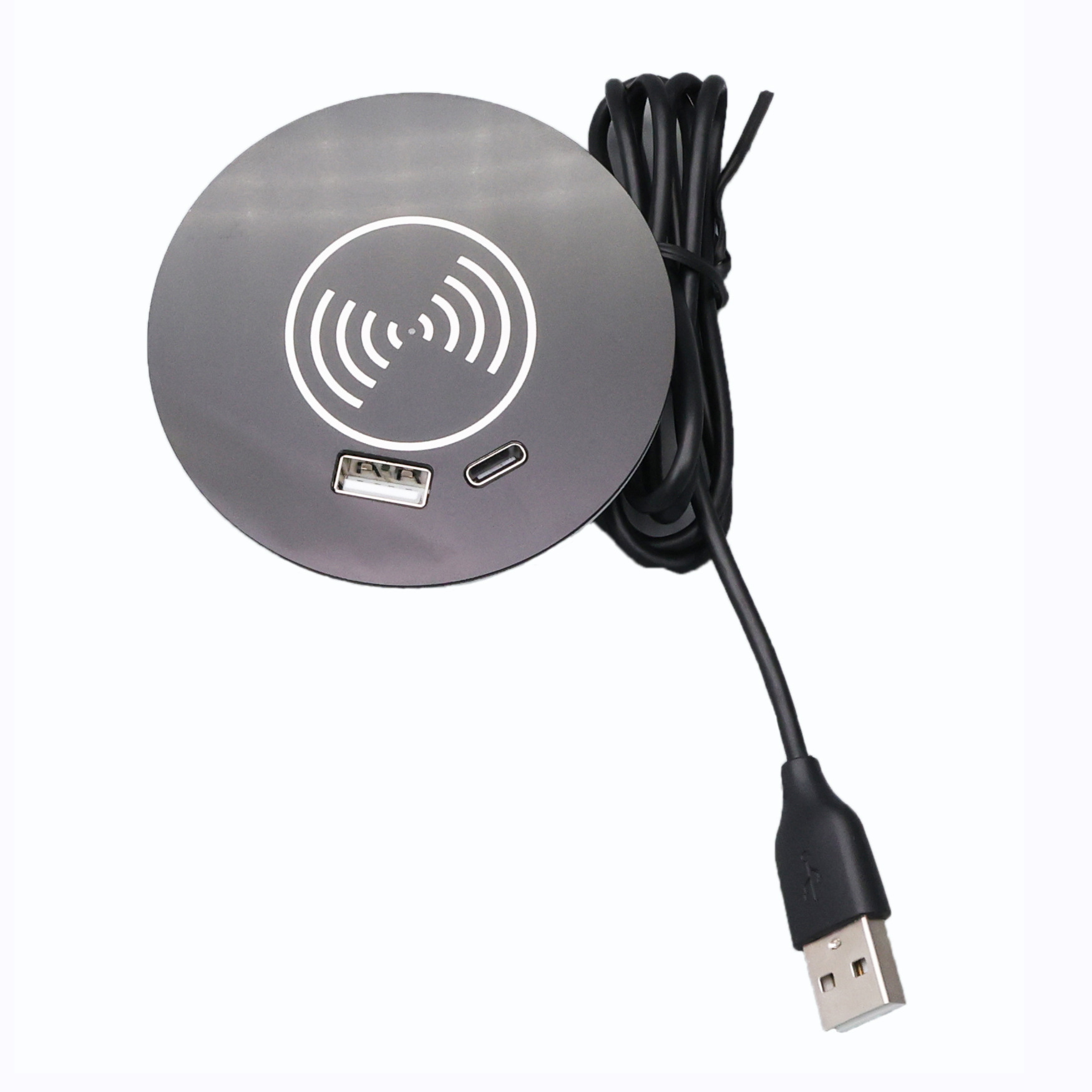 嵌入式圆形无线快充15W三合一多功能隐形式USB+TYPEC适用于各种家