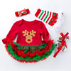 Demi-season Christmas bodysuit, skirt, children's set, with snowflakes, long sleeve, wholesale