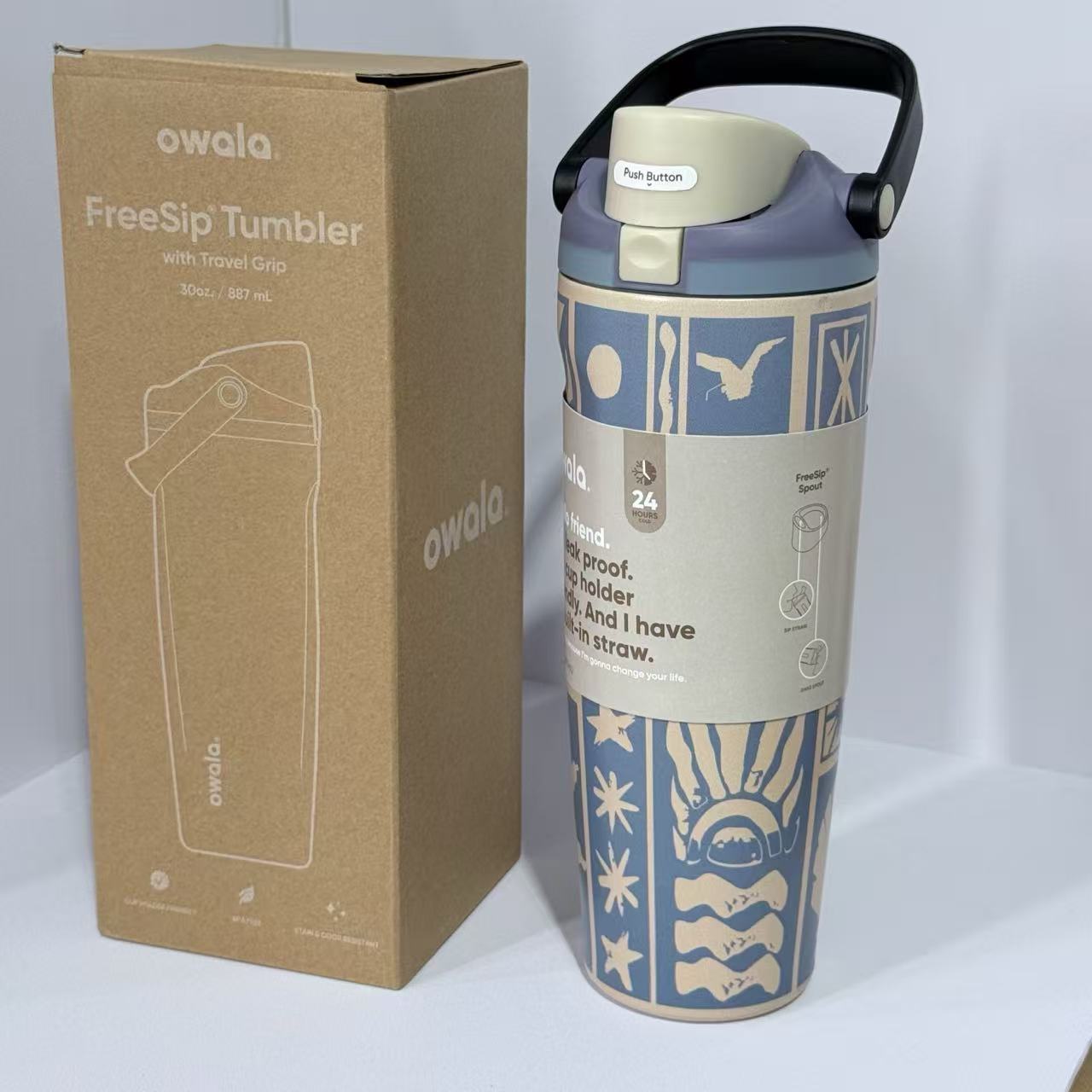 Nuevo termo Owala de Amazon, taza de agua de acero inoxidable 304 de gran capacidad, taza de agua deportiva al vacío para exteriores