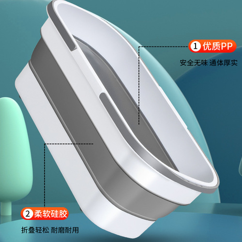 444Z wholesale Xinjiang wholesale large folding mop bucket rectangular with pulley mop single bucket 50 cm