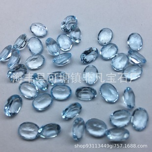 Sky Blue Topaz Egg-shaped Ring Face, Denier-shaped Faceted Pointed Bottom Bare Stone Ring Pendant Inlaid with Stone Wholesale
