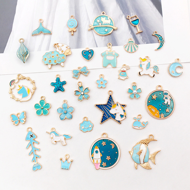 1 Piece of Lake Blue Cute Unicorn, Lamb, and Starfish DIY Alloy Enamel Accessory Cross-Border Keychain Pendant 1 Piece of Lake Blue Cute Unicorn, Lamb, and Starfish DIY Alloy Enamel Accessory Cross-Border Keychain Pendant