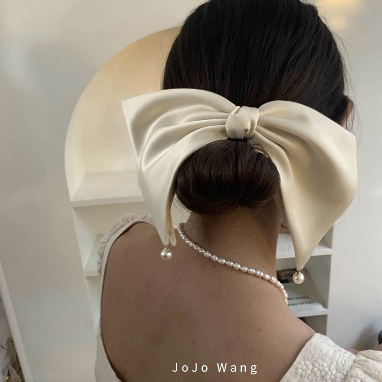 French Pearl small pendant texture big hairpin female bow back head spring clip headdress hair accessories side clip top clip