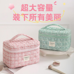 新型開蓋化粧バッグ女性化粧品ピンク収納バッグ大容量旅行出張口紅洗面バッグ卸売り