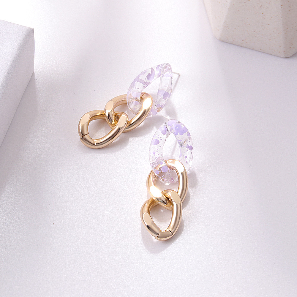 Simple Fashion Chain Shape Earrings Contrast Color Alloy Drop Earrings display picture 4