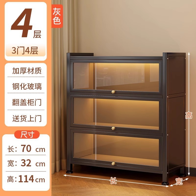 钢制书架带玻璃门书柜落地防尘铁皮手办展示柜子家用储物柜收纳柜|undefined