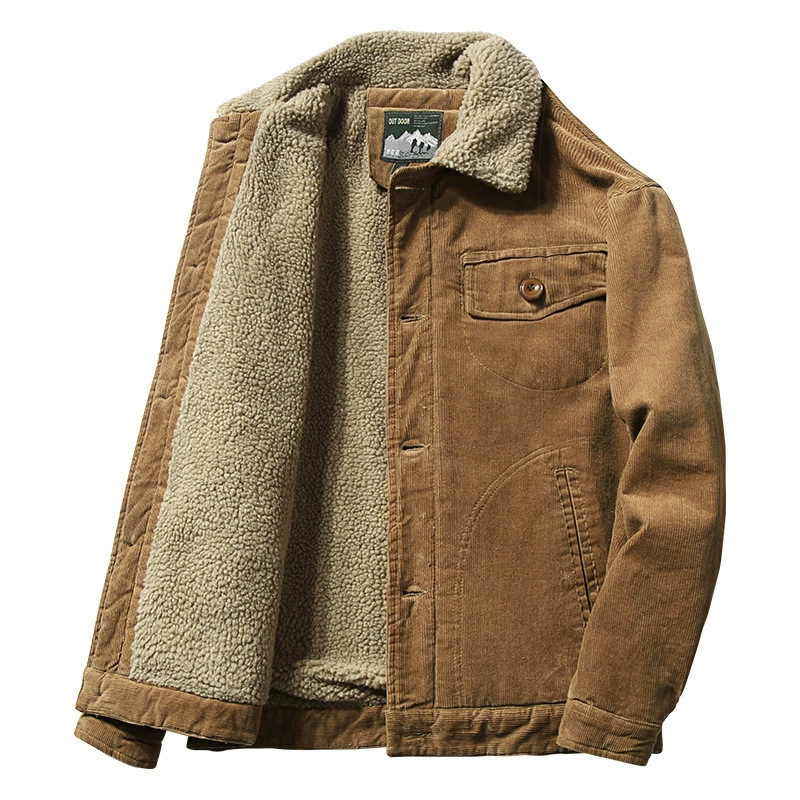 Men's corduroy keep warm down jacket for leisure