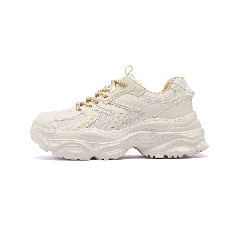 Augustion zapatos de papá de suela gruesa para mujer 2025 nuevo estilo de malla de verano moda ligero zapatos casuales deportivos blancos
