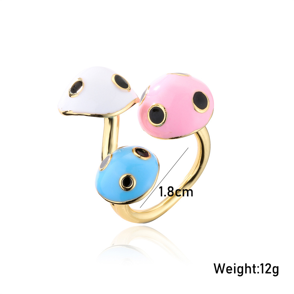 Fashion Jewelry Copper Personalized Mushroom Shape Open Ring display picture 1