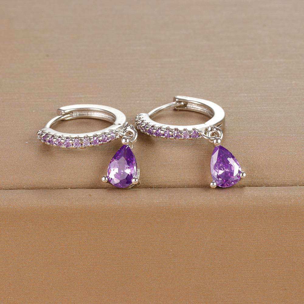 8g Weight 925 Sterling Silver Ear Needle Material Zircon Inlay Material Drop Earrings Classification 1 Pair Quantity Daily, Street Occasion Copper Material Water Droplets Pattern Women's Gender Plating, Inlay Design IG Style, Shiny Style 1 Pair IG Style Shiny Water Droplets Plating Inlay Copper Zircon Drop Earrings 3