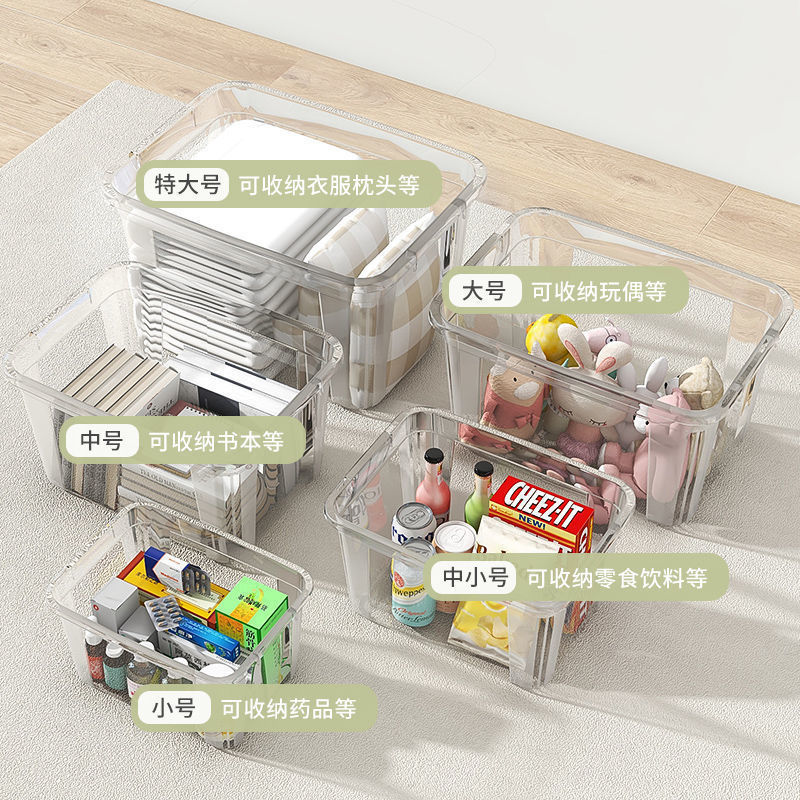 收纳箱家用储物箱 透明杂物玩具收纳盒大号 衣服整理箱零食塑料筐|undefined