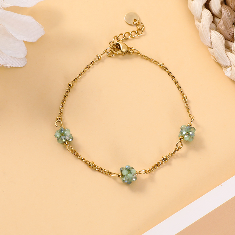 5g Weight Bracelets Classification 304 Stainless Steel Chain Material cable chain Chain Type 1 Piece Quantity Holiday, Daily Occasion 304 Stainless Steel, Artificial Crystal Material Flower Pattern All Seasons Season Women's Gender Plating Design Sweet, Classic Style Style Sweet Classic Style Flower 304 Stainless Steel Artificial Crystal Cable Chain Bracelets In Bulk 8