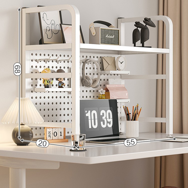 Agujero de escritorio tablero de hierro estantería escritorio rack de almacenamiento dormitorio estante de almacenamiento en capas escritorio hogar organizador rack