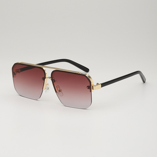 Square Metal Eyebrow Sunglasses 2024 New European and American Fashion Men and Women Half Frame Frog Sun Glasses 