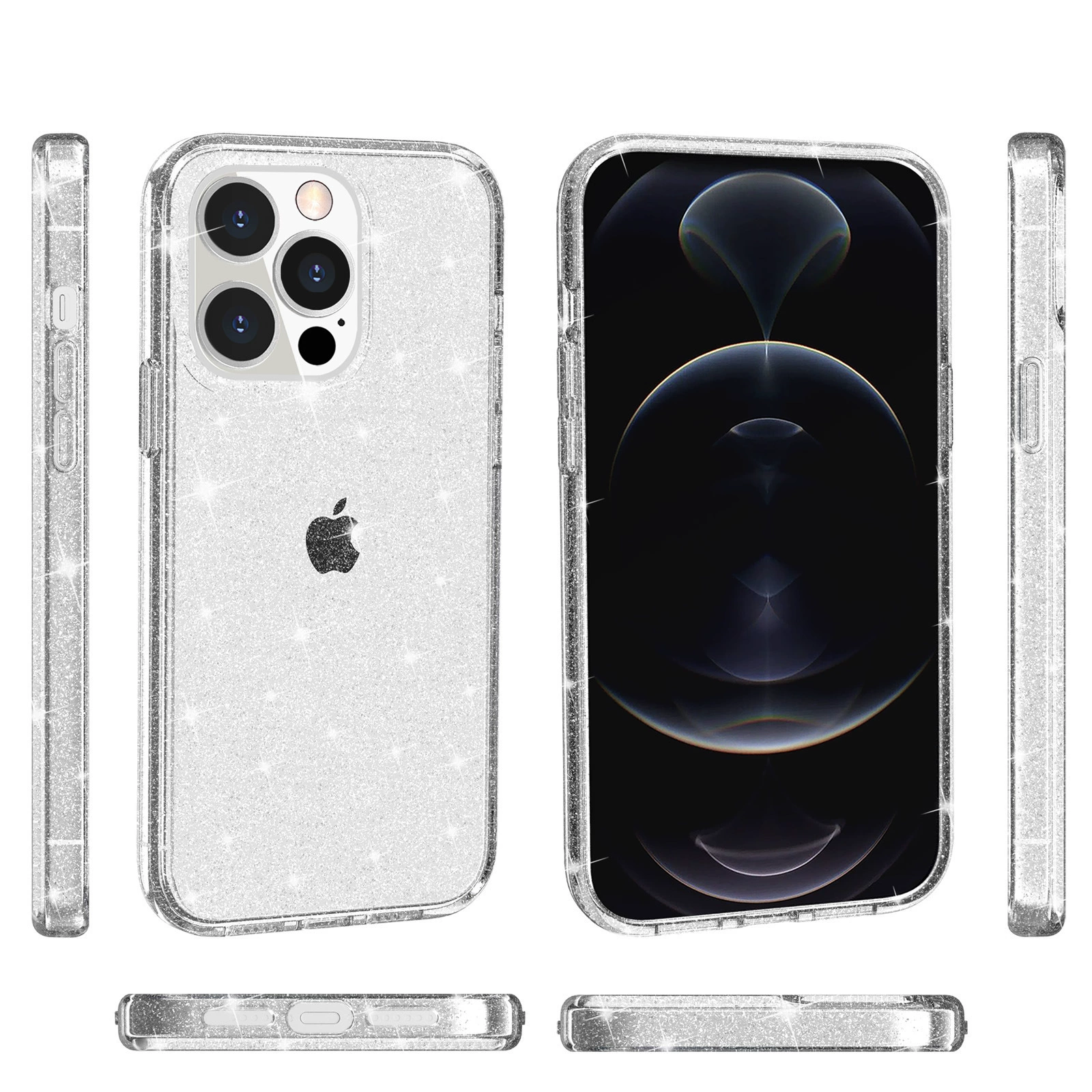 Чехол для телефона совместимый с iPhone 7–17 Pro Max Terminator, прозрачный блестящий эффект, защитное усиление 2.2 мм