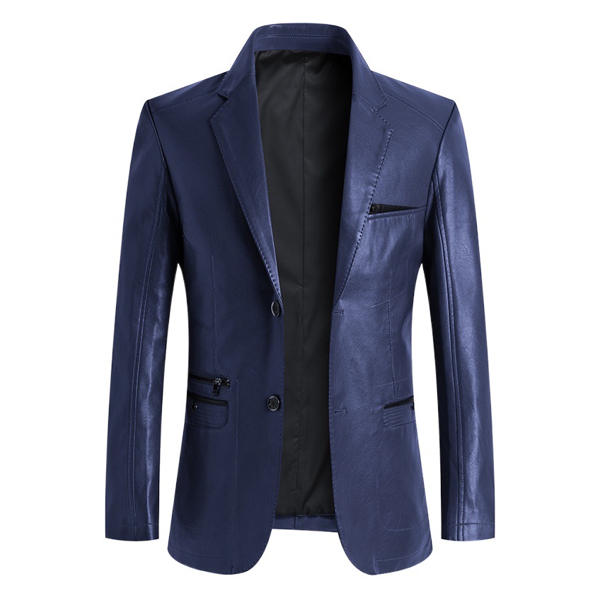 Primavera y otoño nuevos hombres de cuero traje de moda no planchar coreano casual traje de los hombres más tamaño chaqueta de cuero traje de moda