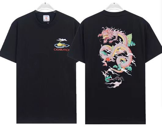 カサブランカ トレンド 半袖 夏新作 グリーン 三角文字 CASA テニスコート プリント Tシャツ|undefined