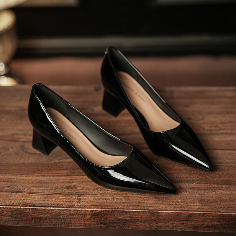 5001B Elegante High Heels für den Berufsalltag, weiche Sohle, Lederschuhe, Blockabsatz, für Damen_voghion.com