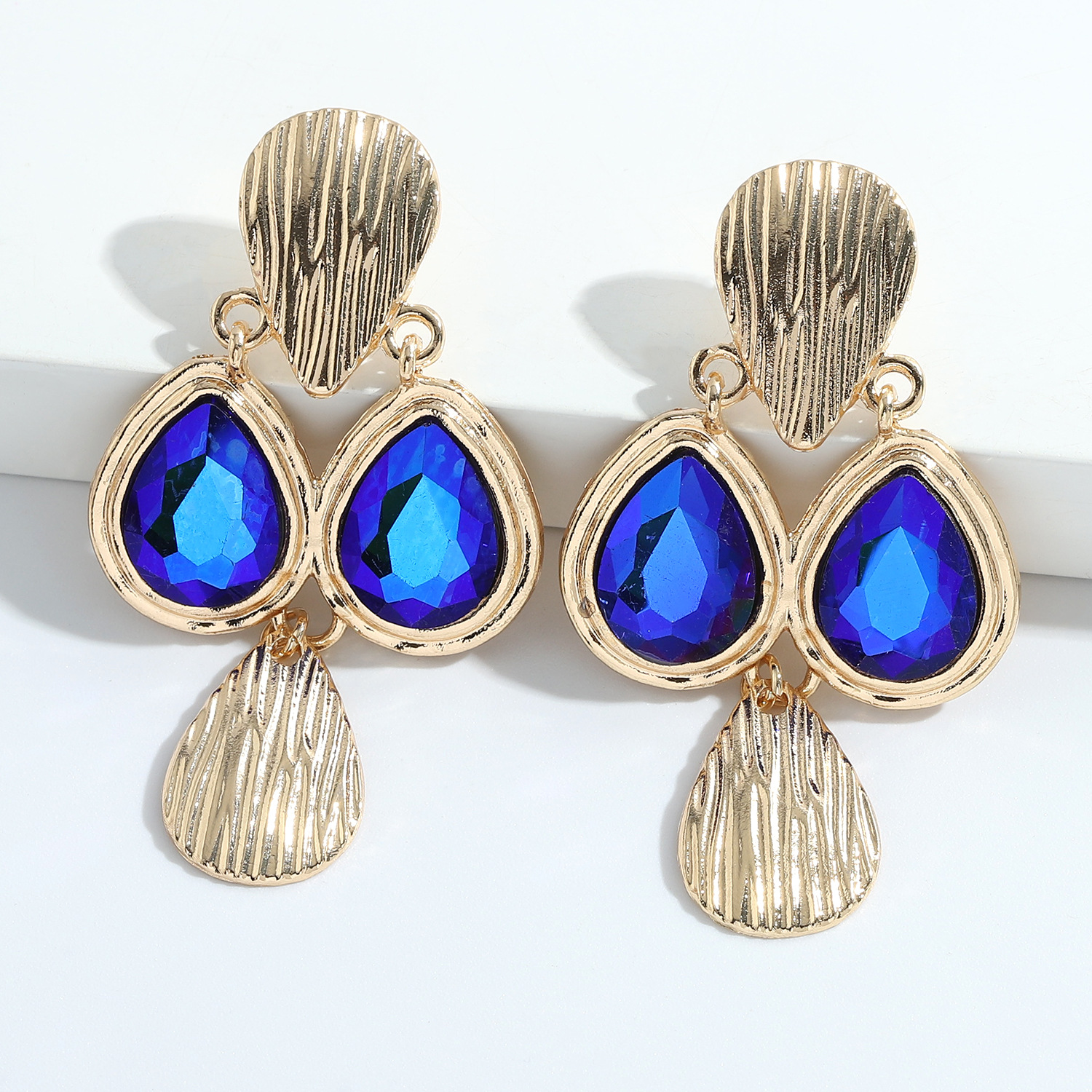 Fashion Alloy Inlaid Colorful Gemstone Drop-shaped Creative Earrings display picture 10