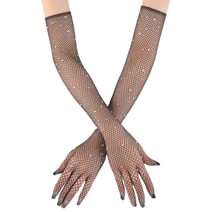 Fishing net hot drilling gloves foreign trade hot long tube gloves 45cm long arm sleeve cross-border hot gloves