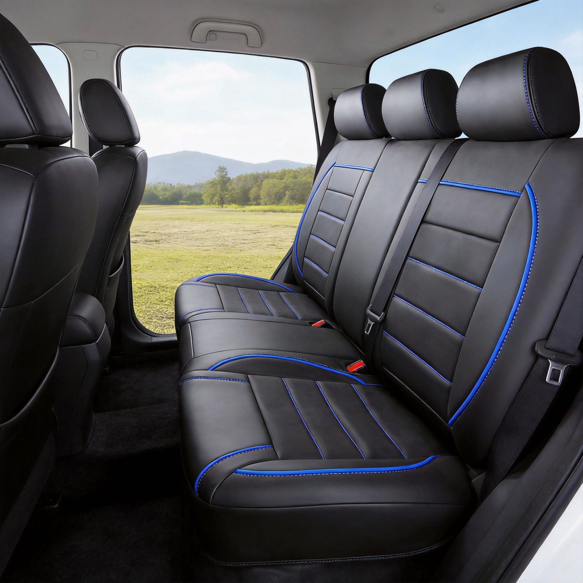 Cross-Border Foreign Trade Car Seat Covers, Universal for All Seasons, Pu Leather with Decorative Stripes, Breathable Sports Style, Full Coverage Car Seat Cushions