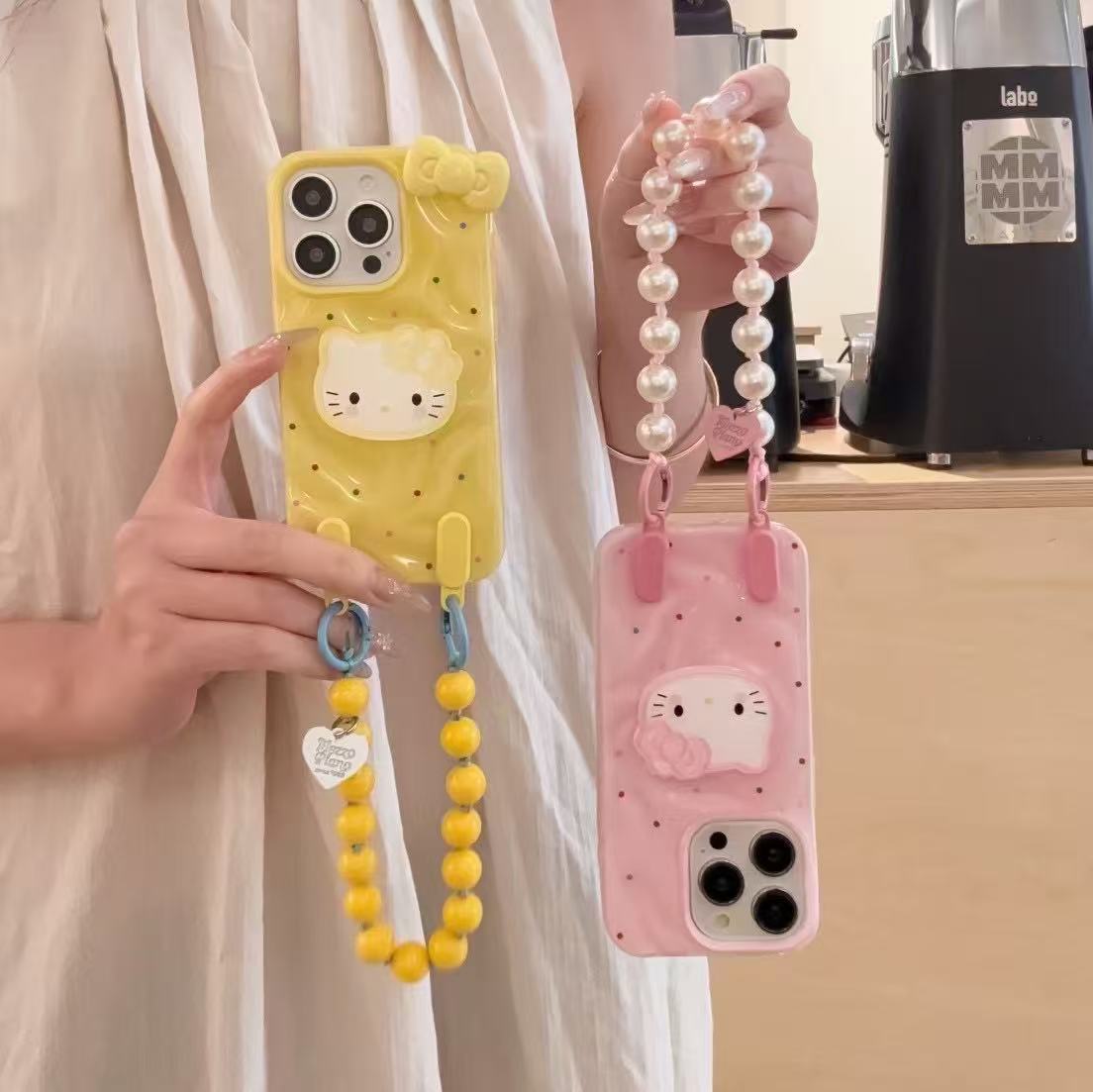 Color dopamina bowknot KT cat apple 16ProMax funda para teléfono móvil 15Pro nuevo 14/13 femenino 15