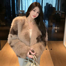 冬季新款年轻款韩版仿狐狸毛皮草外套女小个子短款环保毛毛女