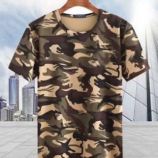 Wholesale summer patriotic short sleeve flag men's camouflage half sleeve loose clothes training clothes T-shirt logo