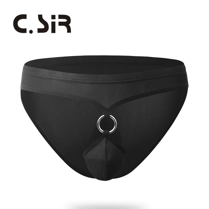 欧美外贸时尚性感情趣男士内裤半透诱惑圆环扣丁字裤低腰三角裤男