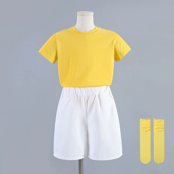 Yellow shorts, socks, with short sleeve
