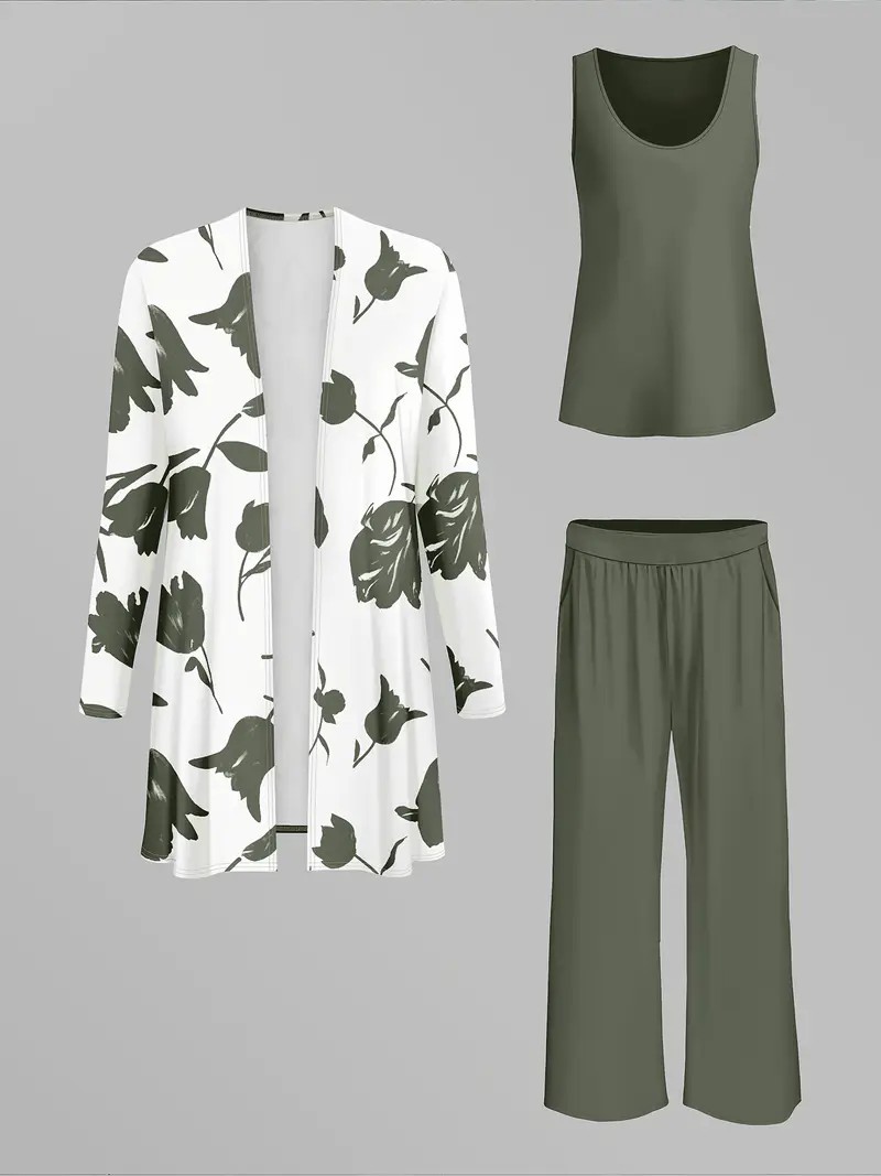 Women's 3 Piece Set Autumn Casual Outerwear Vest Pants_ecoleips.com
