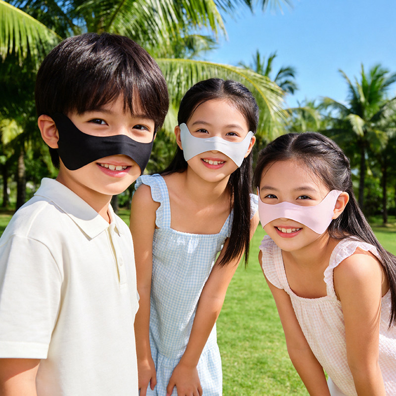 High-Appearance Children's Sun Protection Mask for Summer Outdoor Use, Uv-Resistant, Breathable Ice Silk Face Mask, Sunshade Butterfly Mask