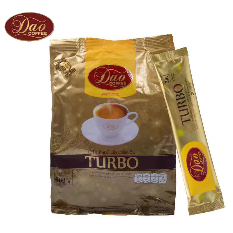 Laos Imported Dao Brand Instant Three-In-One Coffee Powder, Golden Original Flavor, Bagged 25 Sticks, 500g Laos Imported Dao Brand Instant Three-In-One Coffee Powder, Golden Original Flavor, Bagged 25 Sticks, 500g