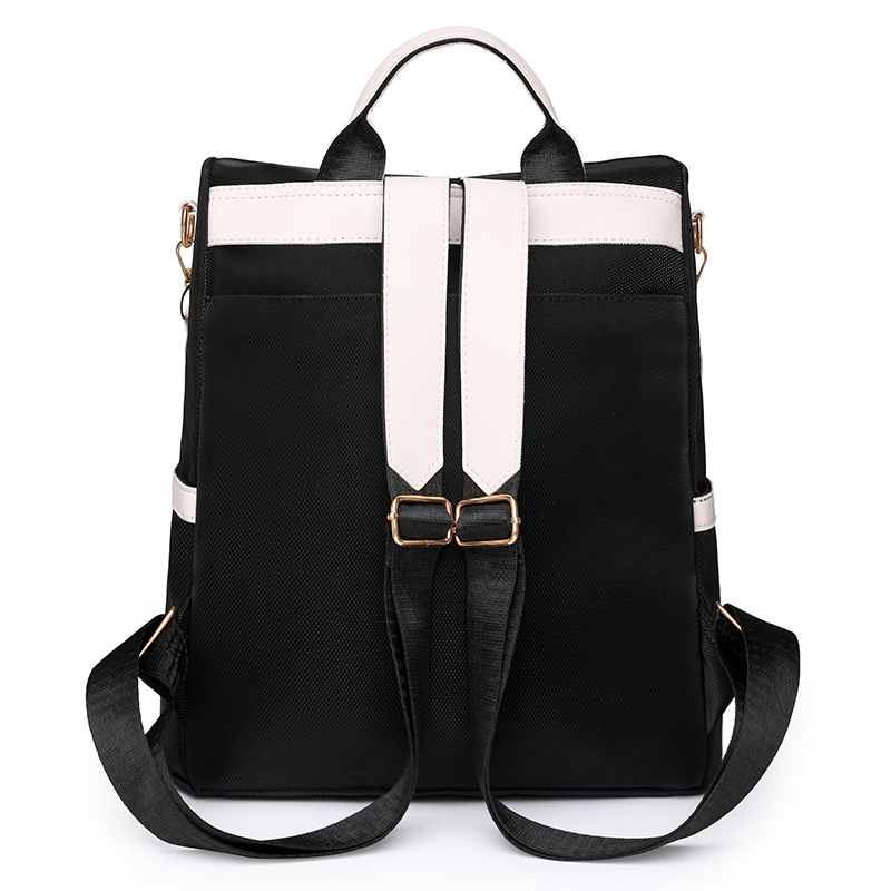 Comercio exterior al por mayor 2023 nuevo estilo casual señoras PU mochila moda contraste color gran capacidad mochila de viaje de doble uso marea