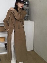 2024秋冬季新款韩国设计师美拉德风收腰单排扣中长款西装毛呢大衣