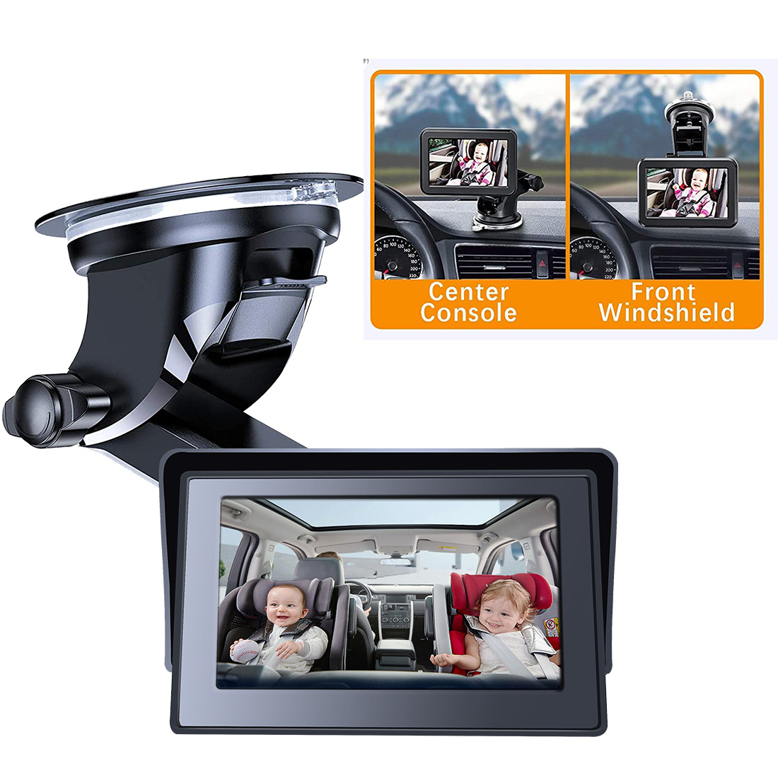 跨境4.3寸高清夜视车载婴儿镜监控器car baby mirror Monitor详情2