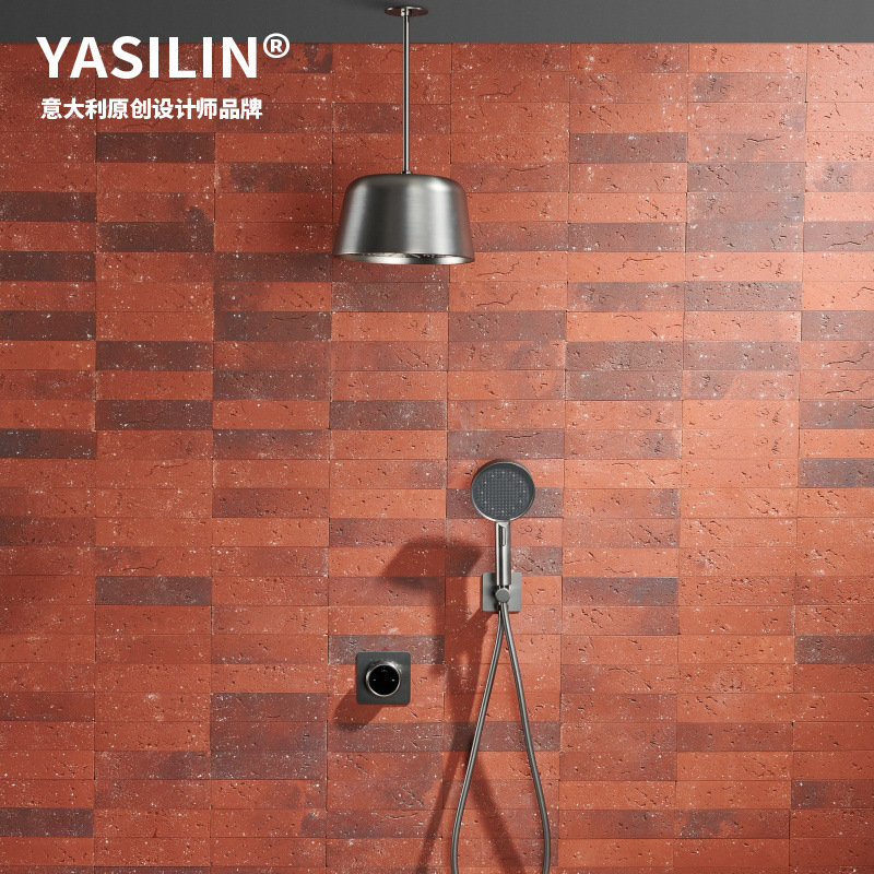 German Gun Gray Hidden Wall Shower suit Chandelier Design Extremely Simple Wind Embedded Pressurized Shower Large Shower