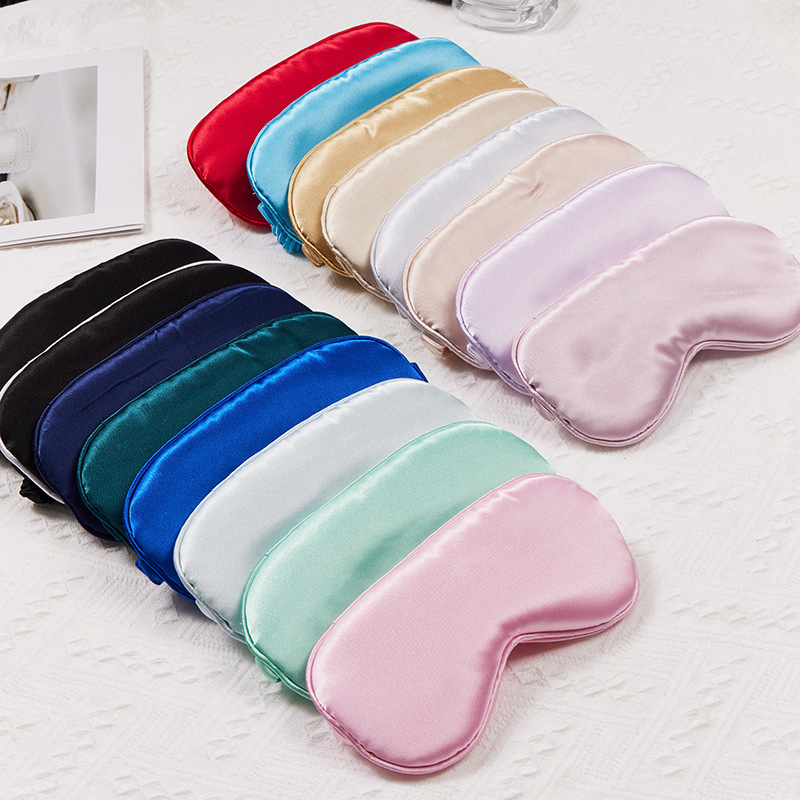 New imitation silk shading eye mask lunch break sleep comfortable breathable light plate eye mask cross-border direct supply in stock wholesale